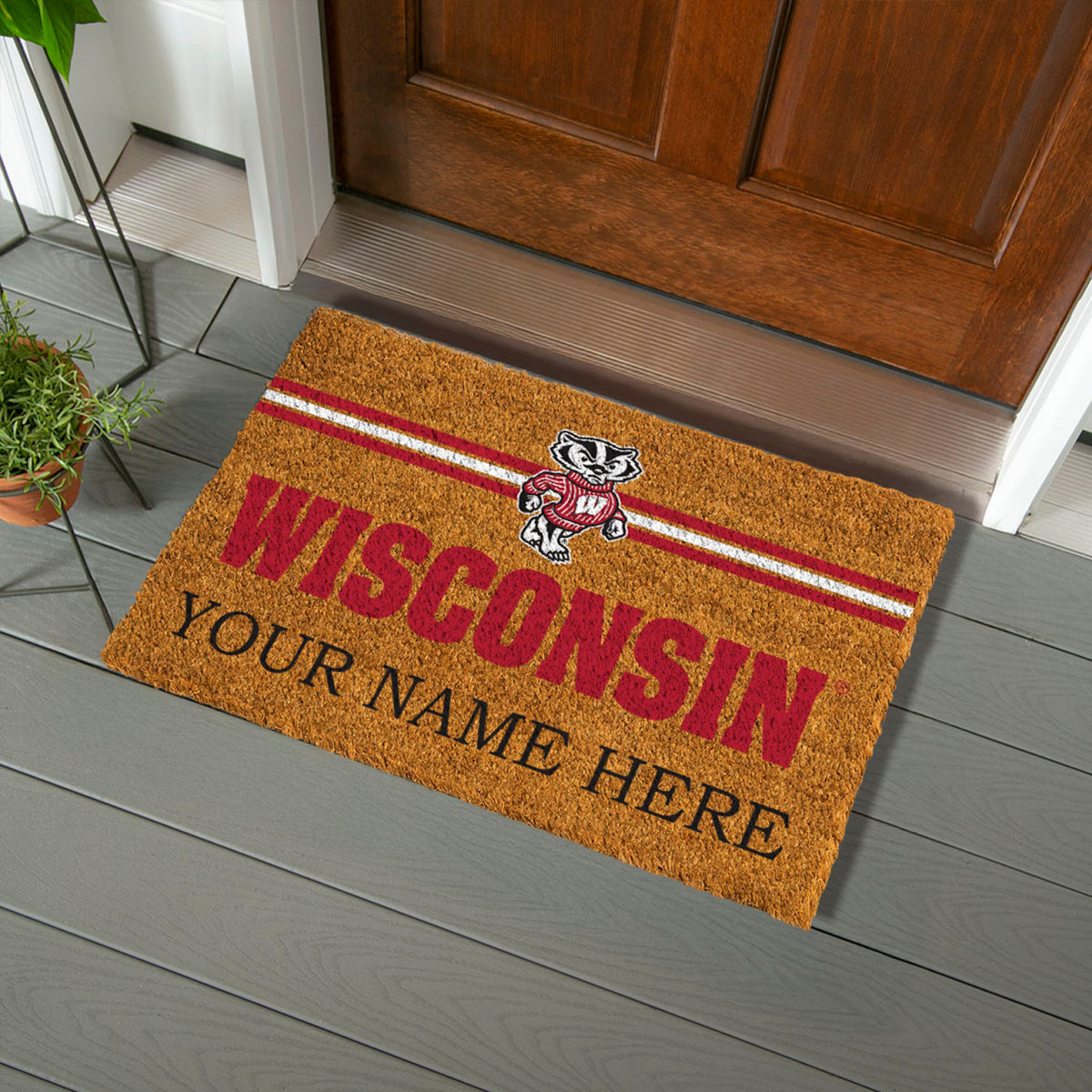 University of Wisconsin-Madison Personalized Mat, Natural Coir with Color Logo, 30" x 18", Slide 4 of 15