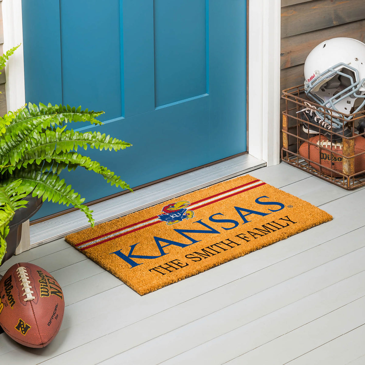 University of Kansas Personalized Mat, Natural Coir with Color Logo, 30" x 18", Slide 13 of 15