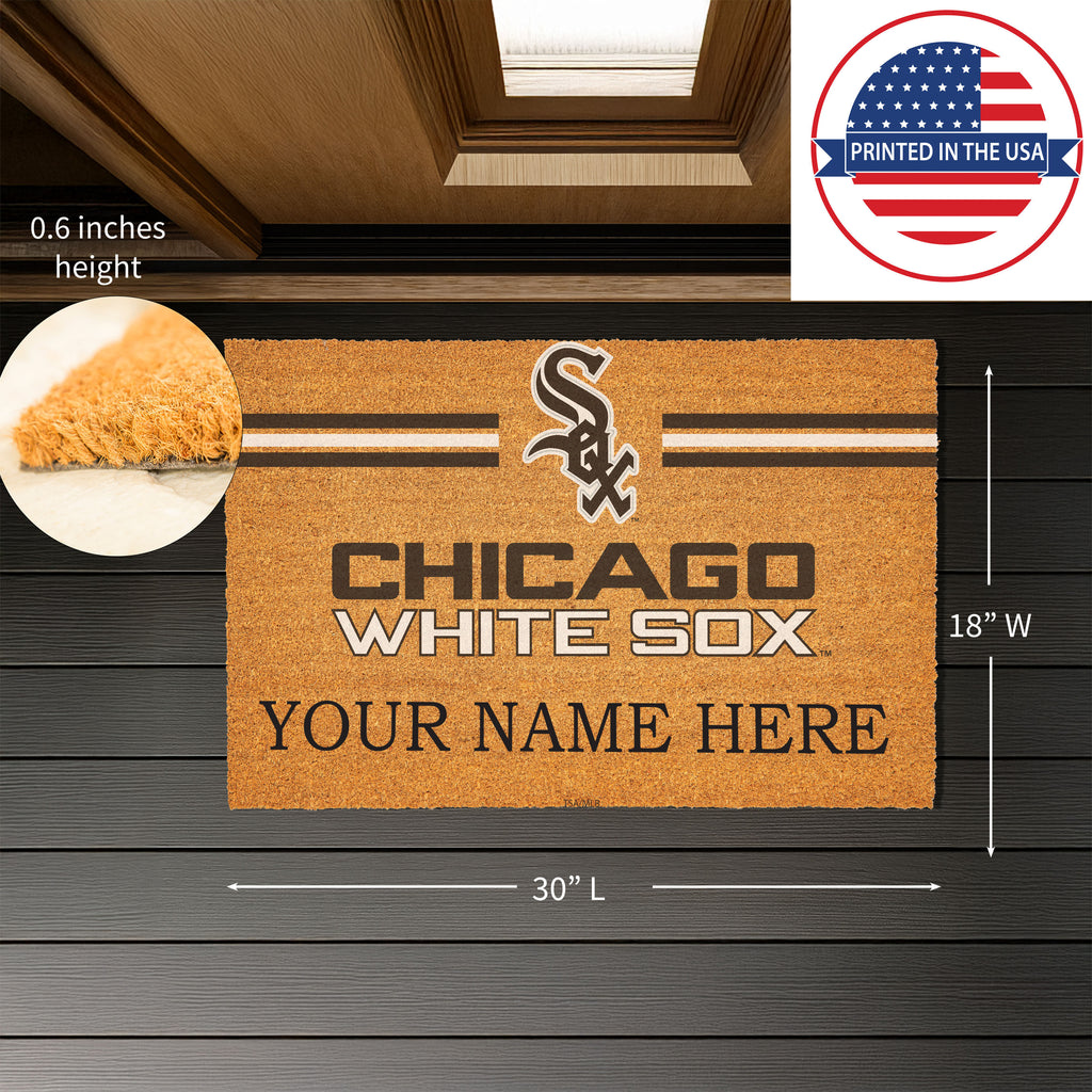 Chicago White Sox Personalized Mat, Natural Coir with Color Logo, 30" x 18", Slide 3 of 4