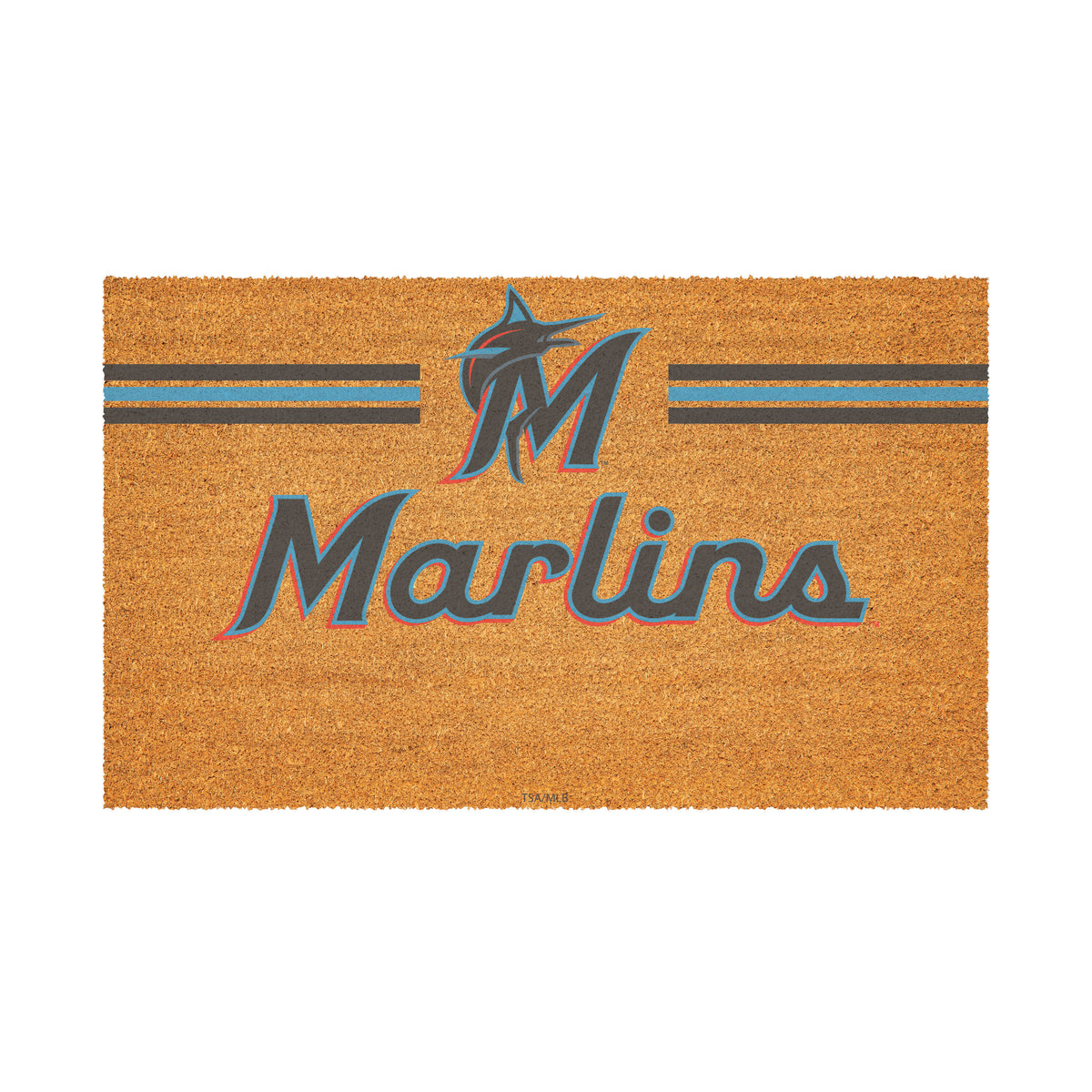Miami Marlins Personalized Mat, Natural Coir with Color Logo, 30" x 18"