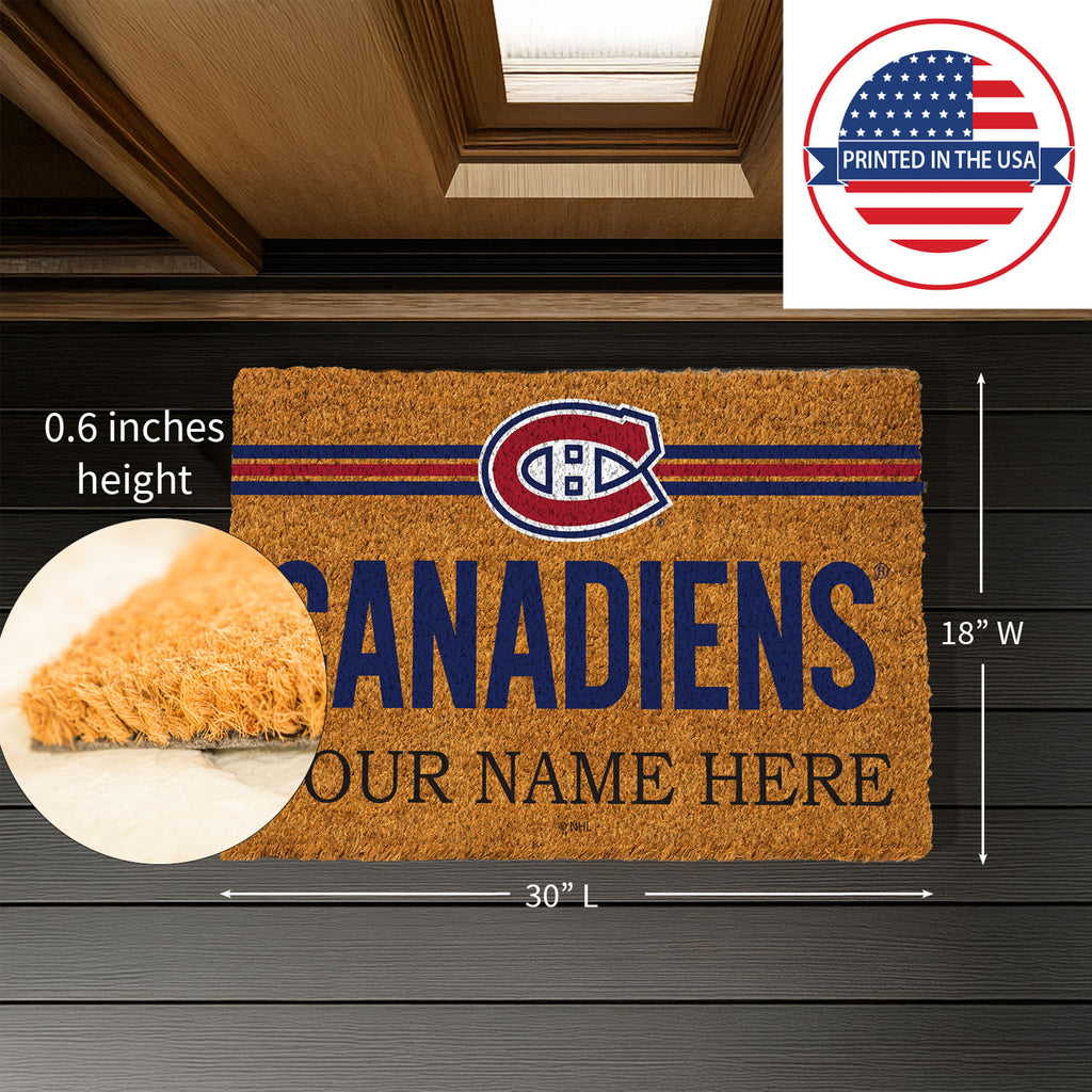 Montreal Canadiens Personalized Mat, Natural Coir with Color Logo, 30" x 18", Slide 7 of 15