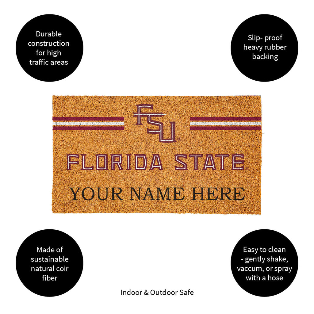 Florida State University Personalized Mat, Natural Coir with Color Logo, 30" x 18", Slide 15 of 15