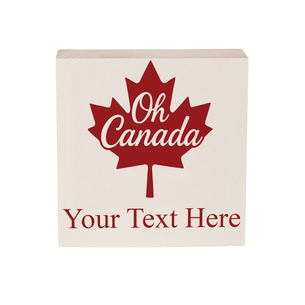 Canada Strong Vintage Sign Wood Block, "Oh Canada" With Personalization, 6"x6", Slide 2 of 3