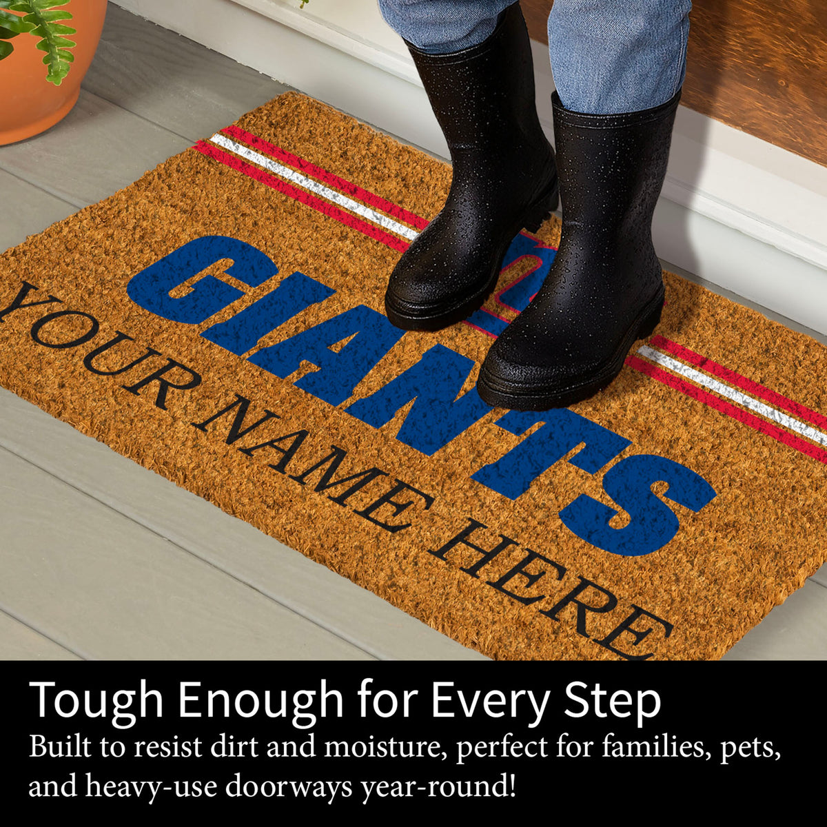 New York Giants Personalized Mat, Natural Coir with Color Logo, 30" x 18", Slide 8 of 15