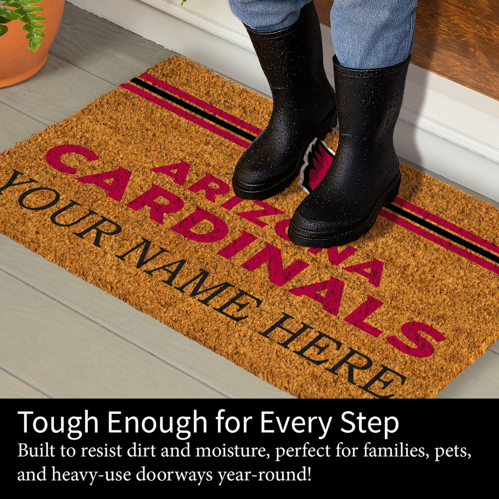 Arizona Cardinals Personalized Natural Coir Mat with Color Logo, 30" x 18", Slide 7 of 15