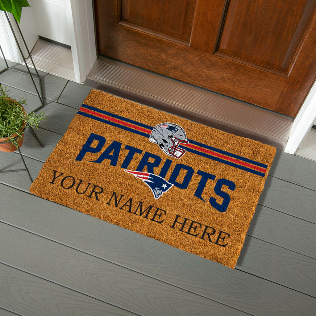 New England Patriots Personalized Mat, Natural Coir with Color Logo, 30" x 18", Slide 4 of 15