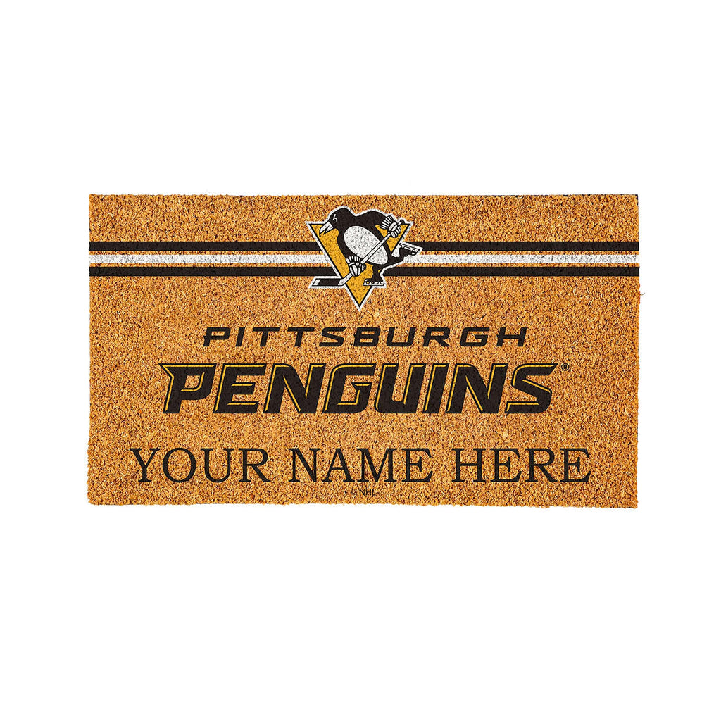 Pittsburgh Penguins Personalized Mat, Natural Coir with Color Logo, 30" x 18"