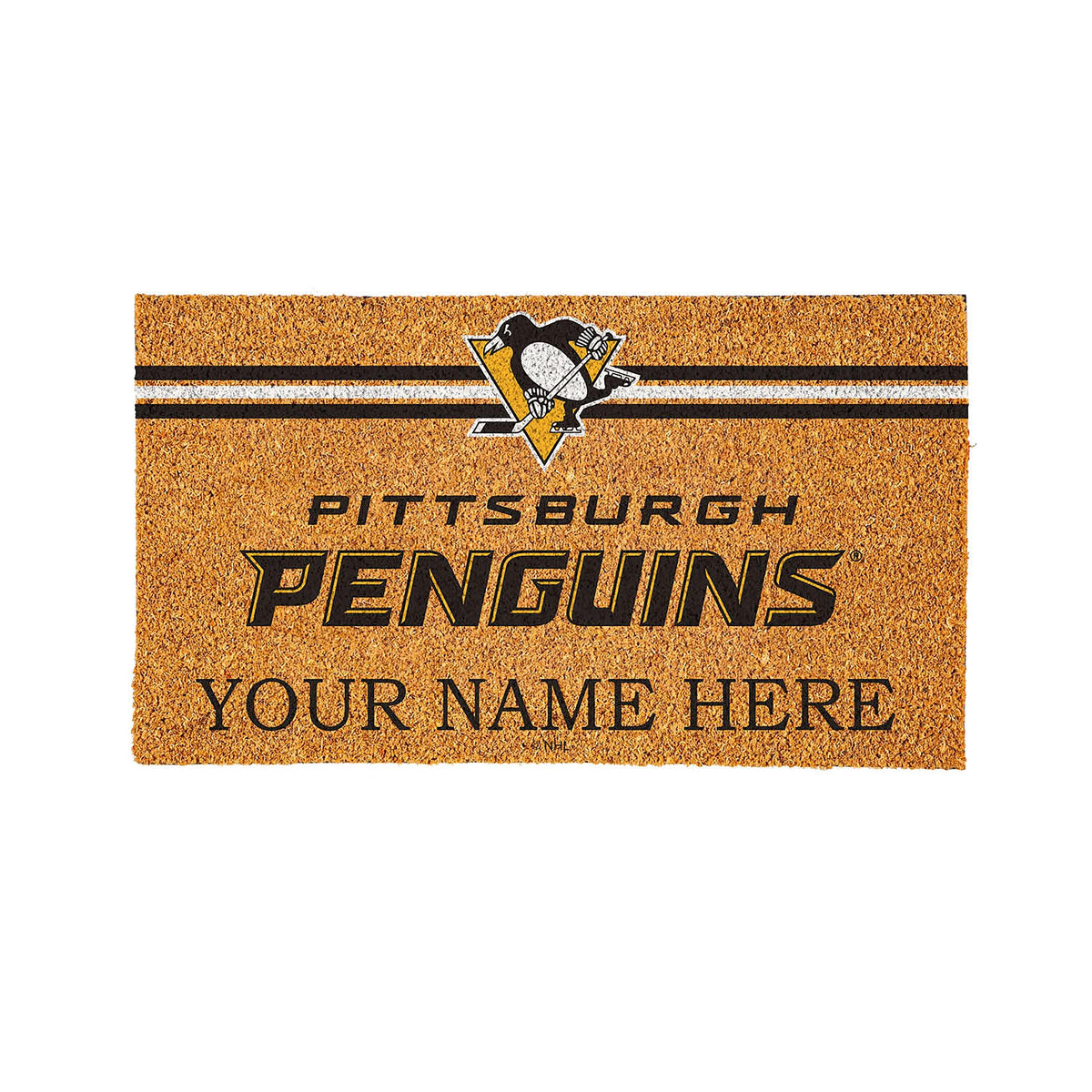 Pittsburgh Penguins Personalized Mat, Natural Coir with Color Logo, 30" x 18"
