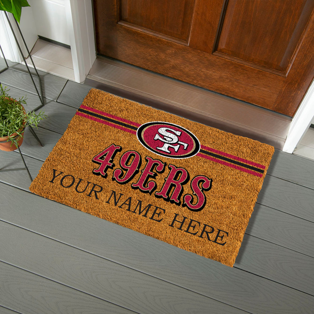 San Francisco 49ers Personalized Mat, Natural Coir with Color Logo, 30" x 18", Slide 3 of 15