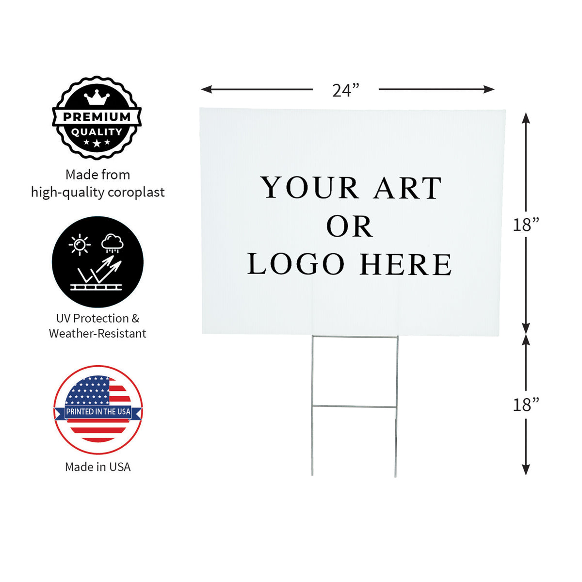 Upload Your Own Art, Yard Sign Board White 24x18, Slide 3 of 3