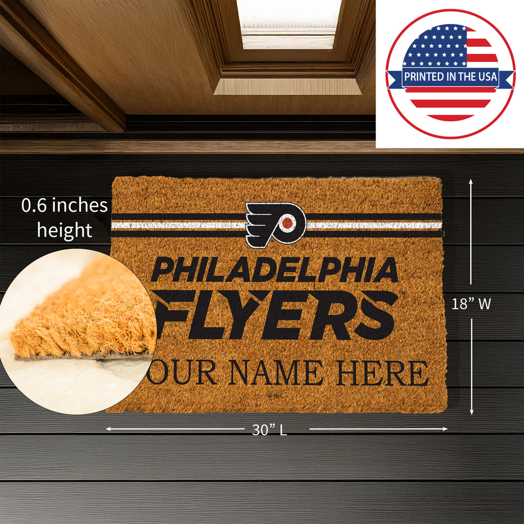 Philadelphia Flyers Personalized Mat, Natural Coir with Color Logo, 30" x 18", Slide 3 of 15