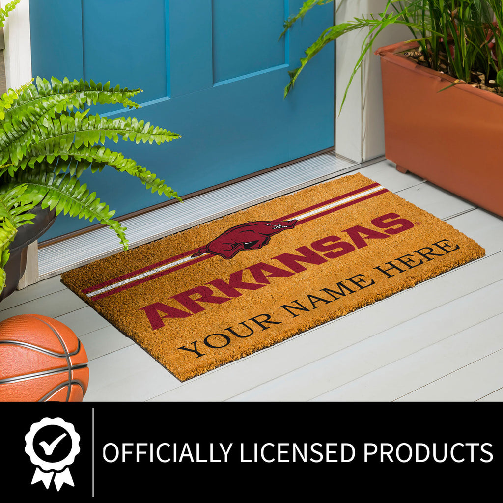 University of Arkansas Personalized Mat, Natural Coir with Color Logo, 30" x 18", Slide 6 of 15
