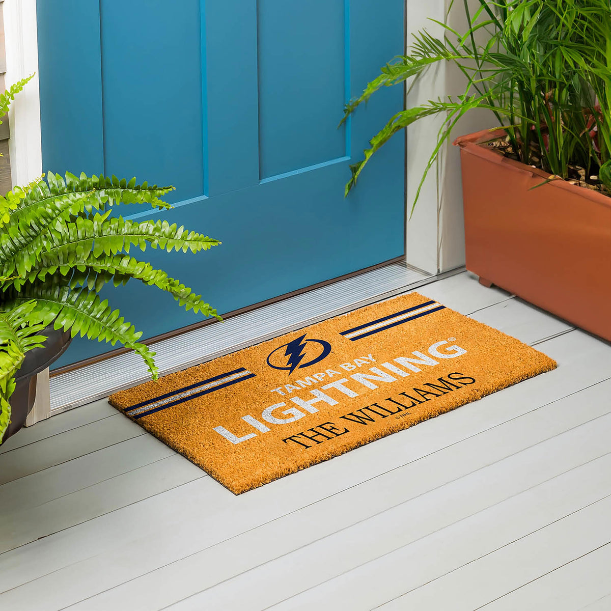 Tampa Bay Lightning Personalized Mat, Natural Coir with Color Logo, 30" x 18"