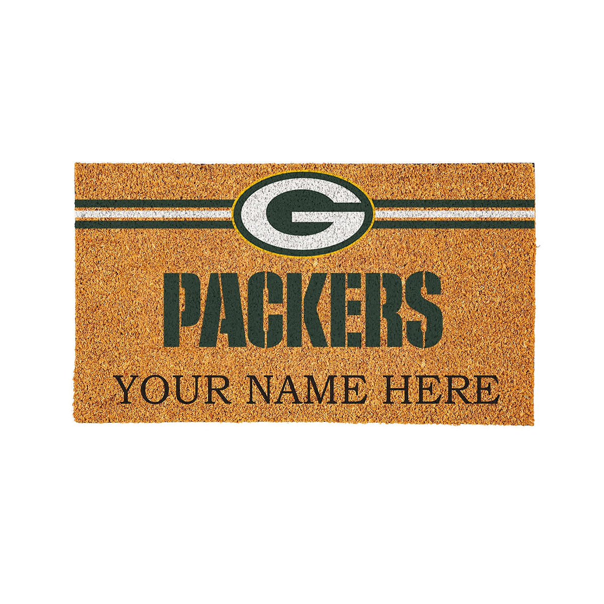 Green Bay Packers Personalized Mat, Natural Coir with Color Logo, 30" x 18"