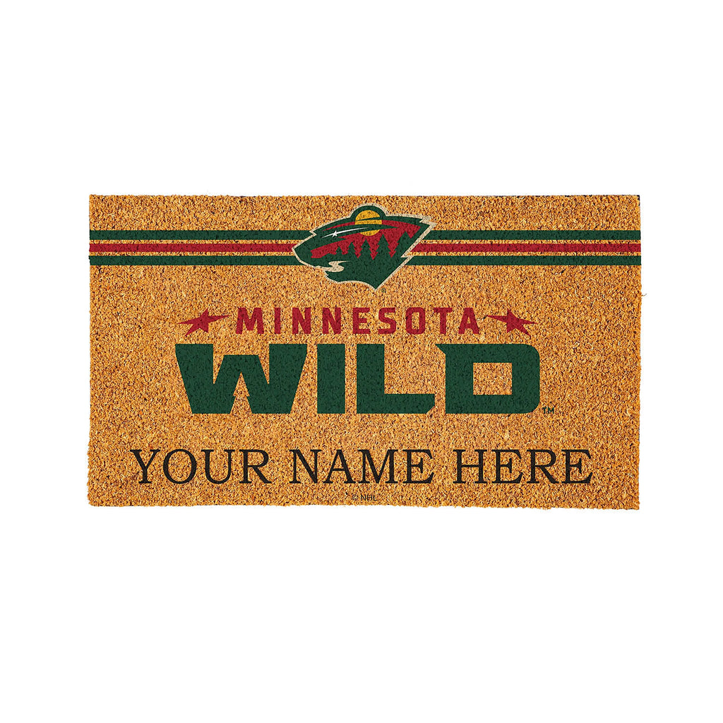 Minnesota Wild Personalized Mat, Natural Coir with Color Logo, 30" x 18"