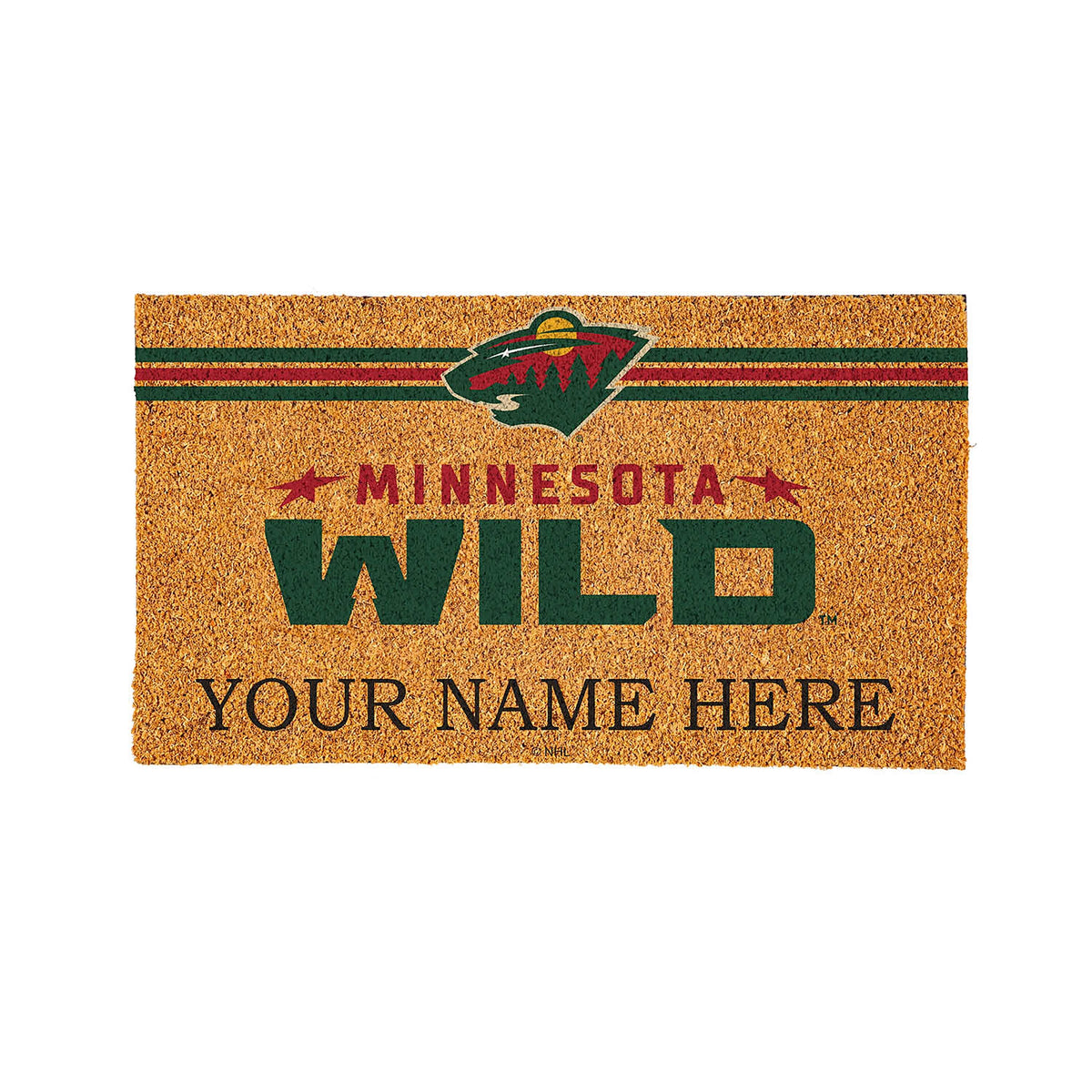 Minnesota Wild Personalized Mat, Natural Coir with Color Logo, 30" x 18"