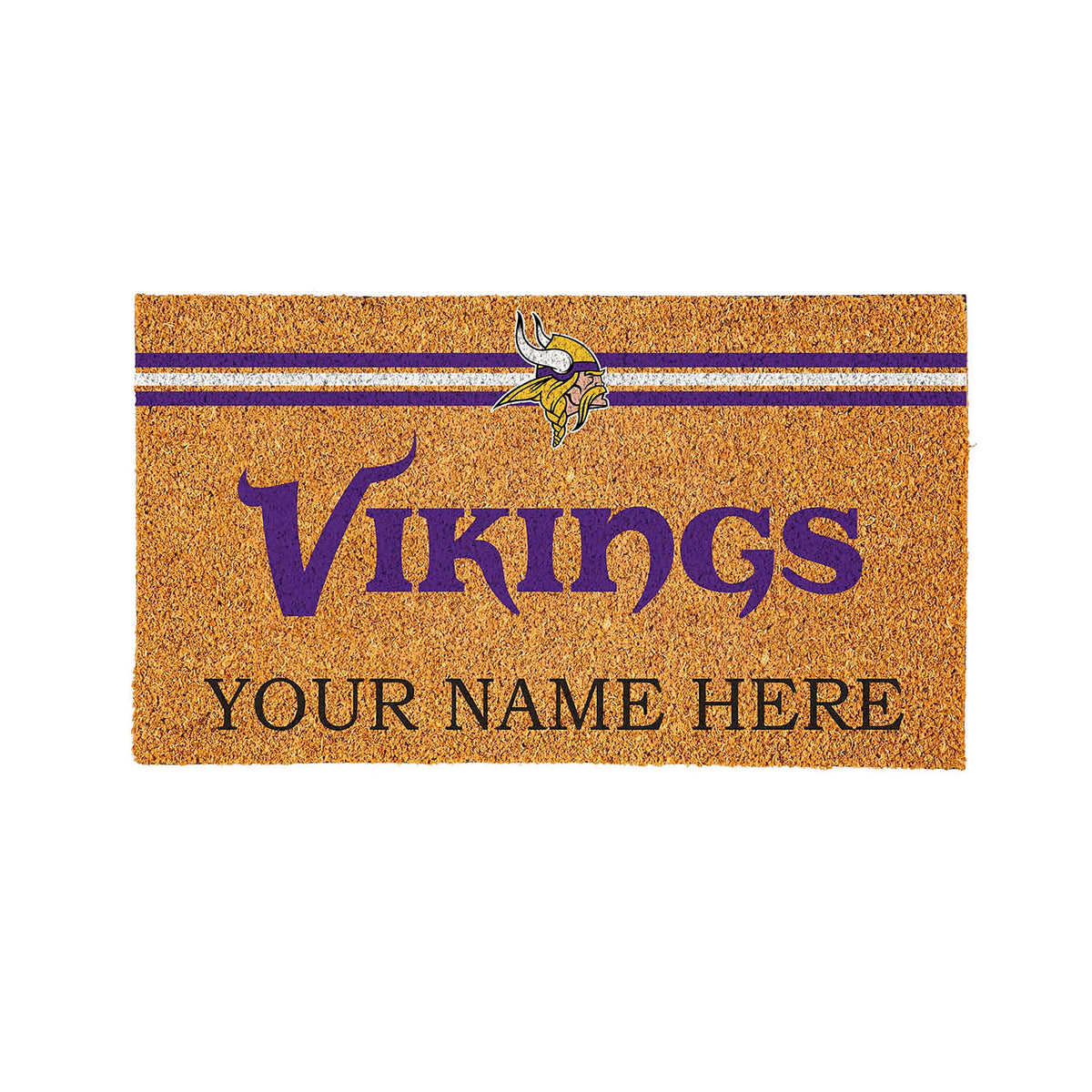 Minnesota Vikings Personalized Mat, Natural Coir with Color Logo, 30" x 18"