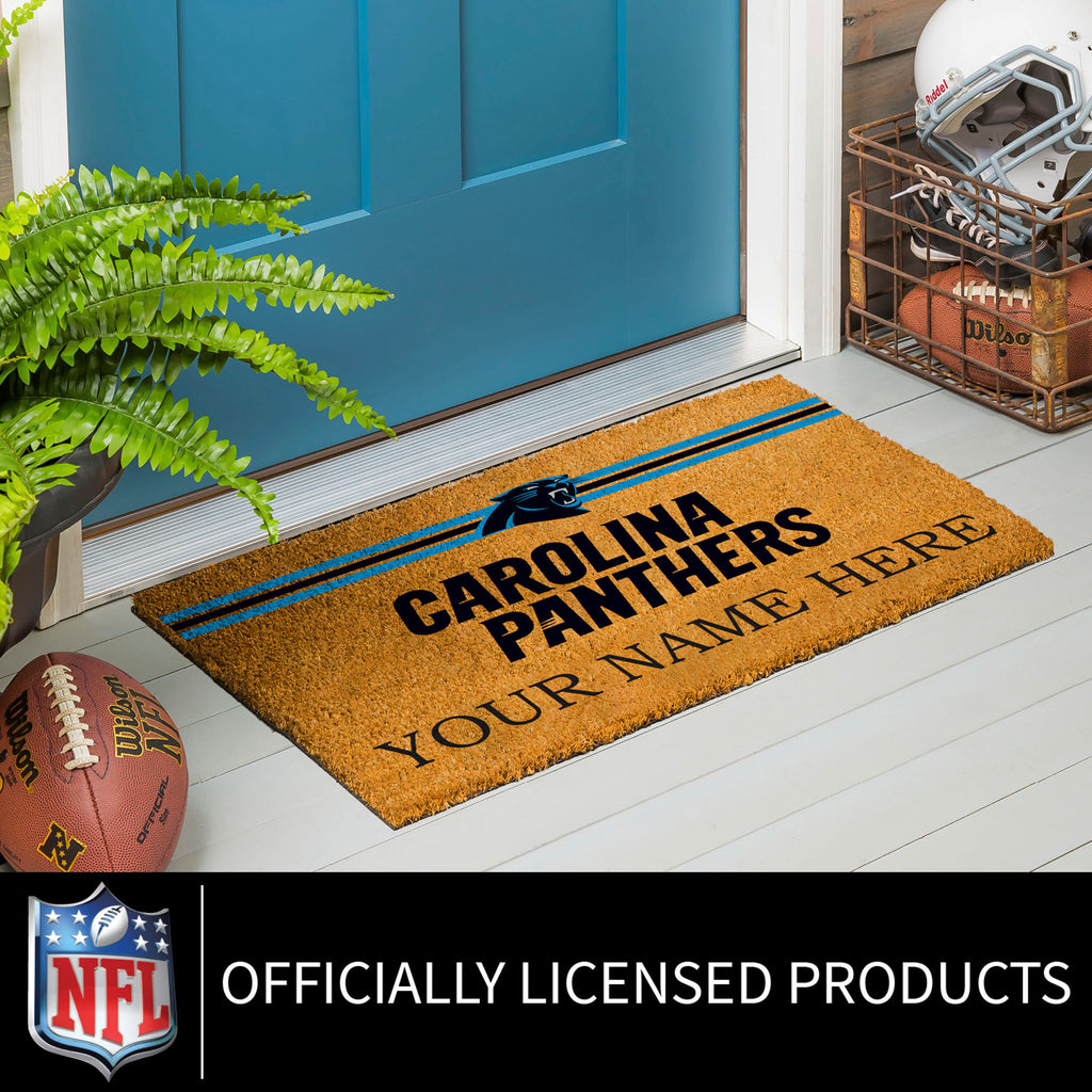 Carolina Panthers Personalized Mat, Natural Coir with Color Logo, 30" x 18", Slide 7 of 15