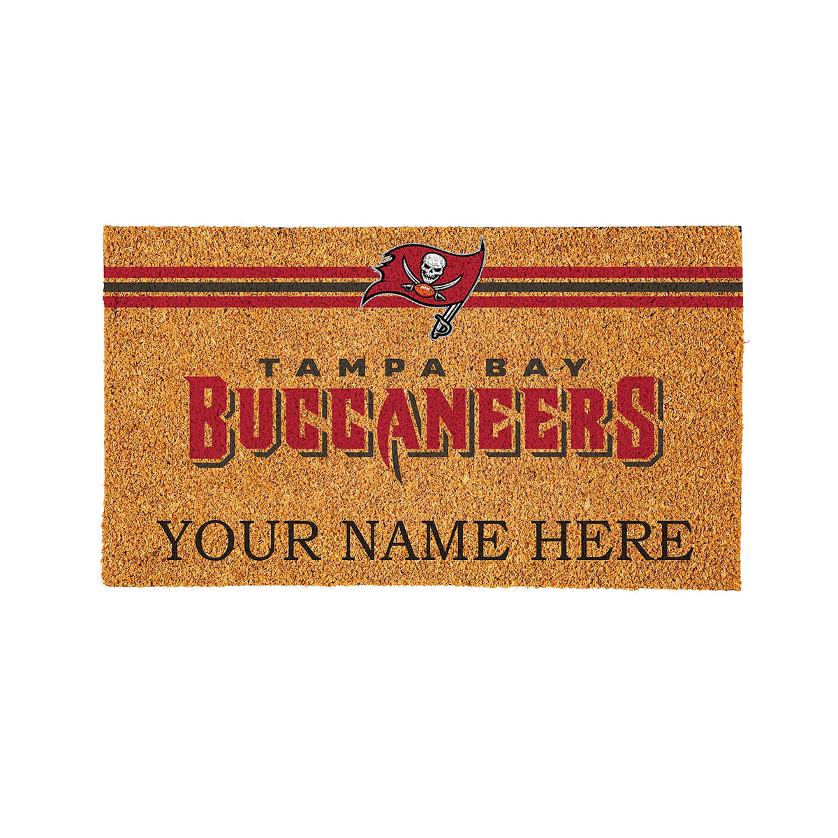 Tampa Bay Buccaneers Personalized Mat, Natural Coir with Color Logo, 30" x 18"