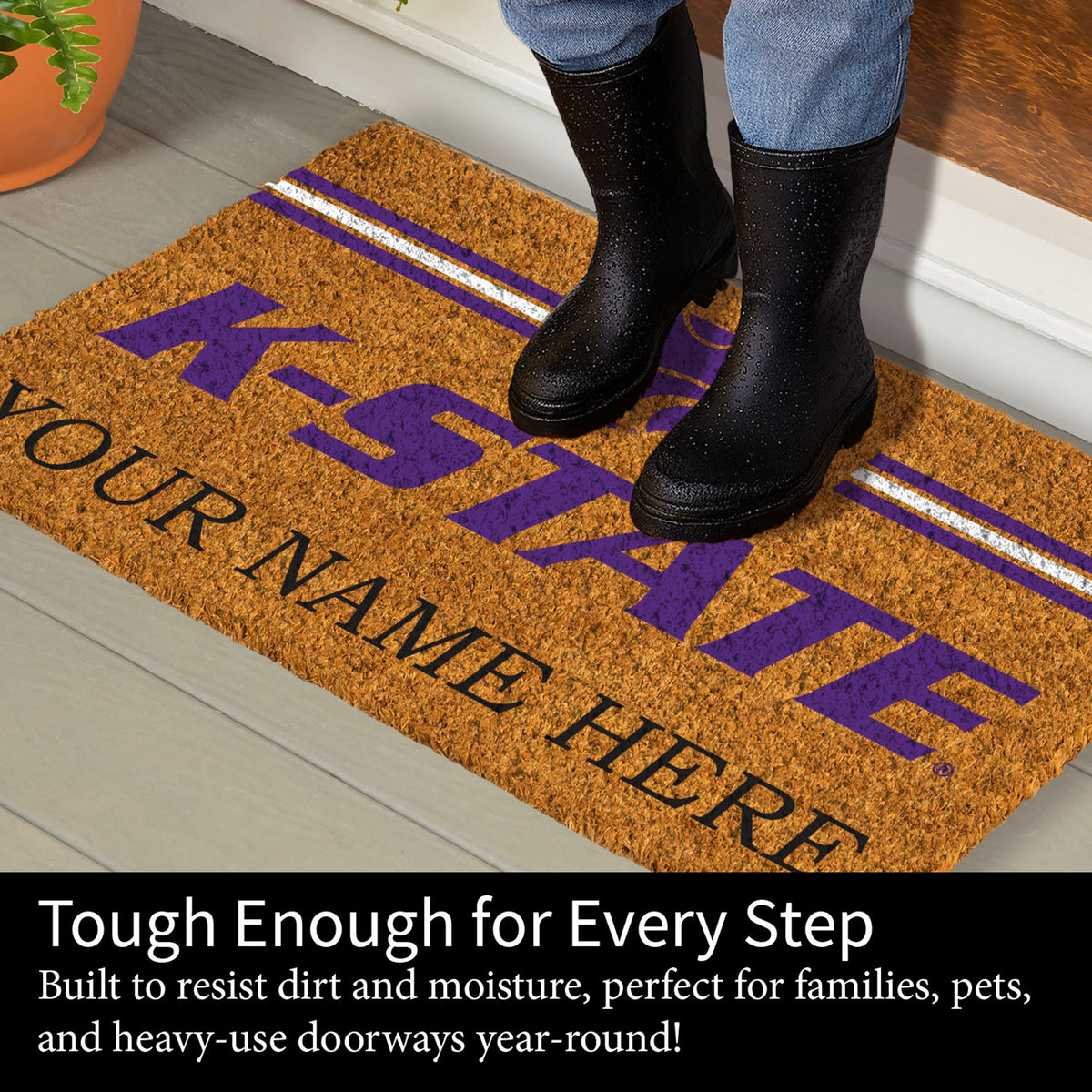 Kansas State University Personalized Mat, Natural Coir with Color Logo, 30" x 18", Slide 3 of 15