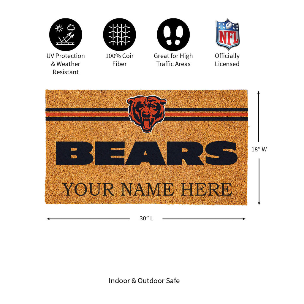Chicago Bears Personalized Mat, Natural Coir with Color Logo, 30" x 18", Slide 12 of 15