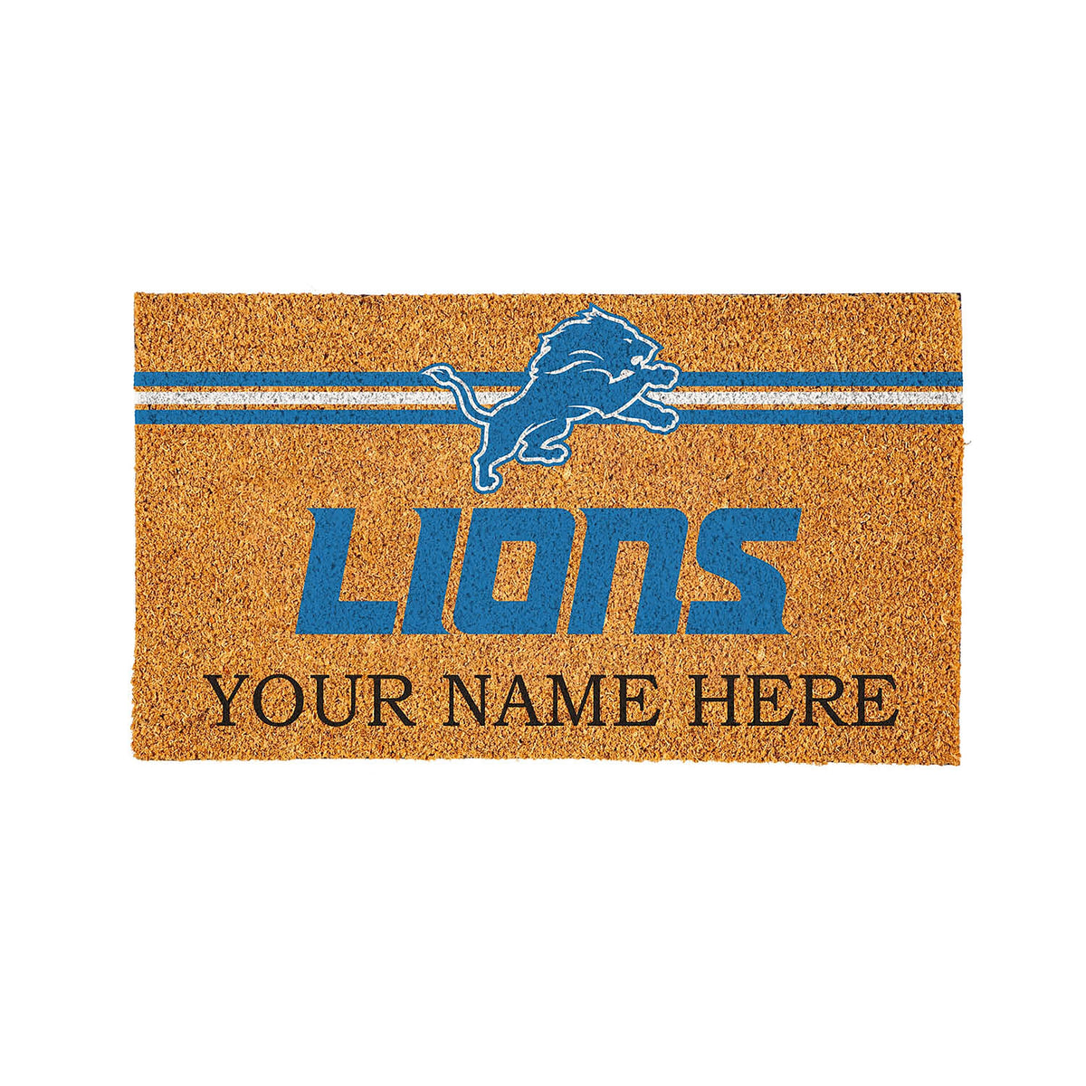 Detroit Lions Personalized Mat, Natural Coir with Color Logo, 30" x 18"