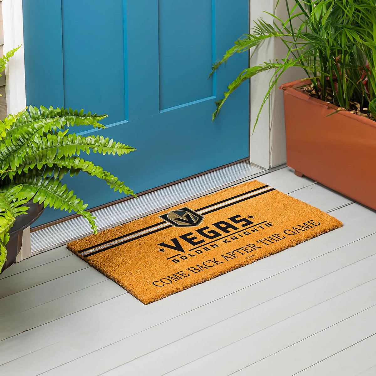 Vegas Golden Knights Personalized Mat, Natural Coir with Color Logo, 30" x 18"