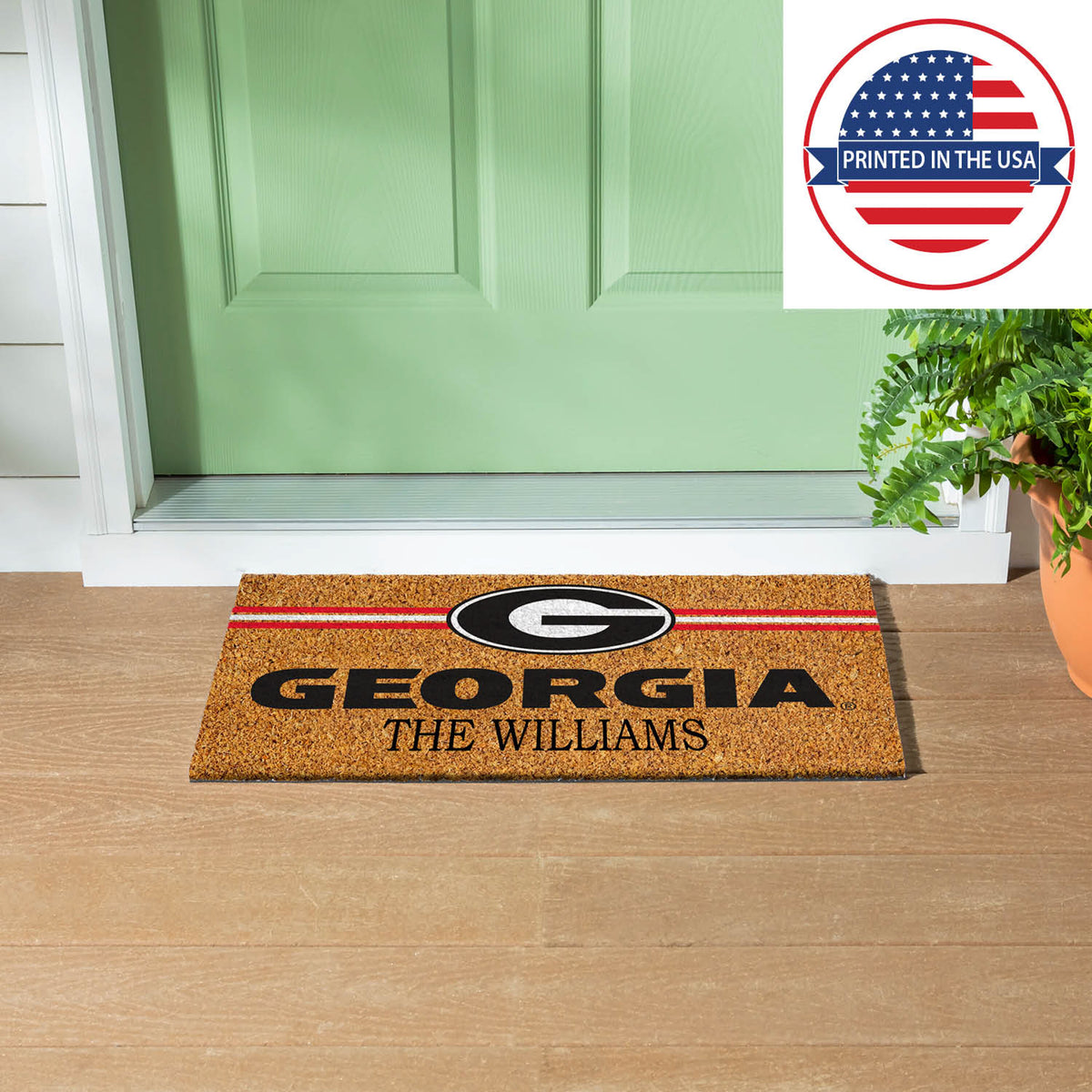 University of Georgia Personalized Mat, Natural Coir with Color Logo, 30" x 18", Slide 14 of 15