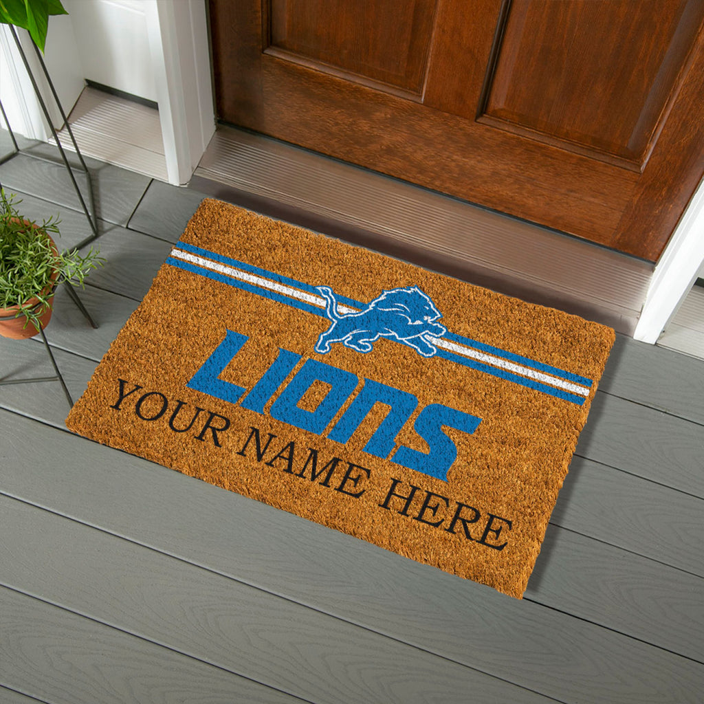 Detroit Lions Personalized Mat, Natural Coir with Color Logo, 30" x 18", Slide 3 of 15