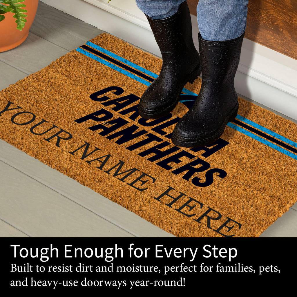 Carolina Panthers Personalized Mat, Natural Coir with Color Logo, 30" x 18", Slide 4 of 15