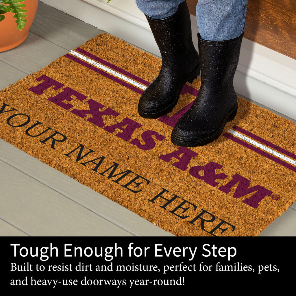 Texas A&M Personalized Mat, Natural Coir with Color Logo, 30" x 18", Slide 5 of 13