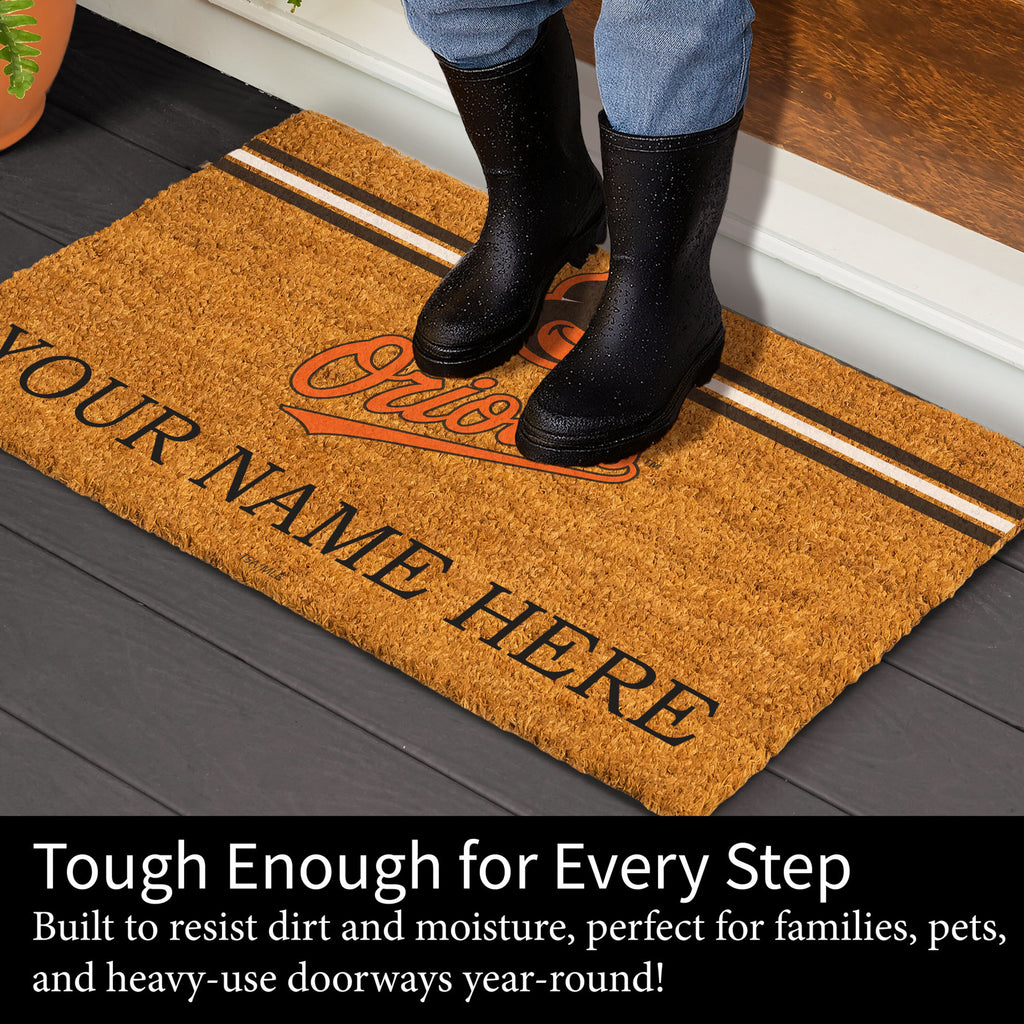 Baltimore Orioles Personalized Mat, Natural Coir with Color Logo, 30" x 18", Slide 4 of 4