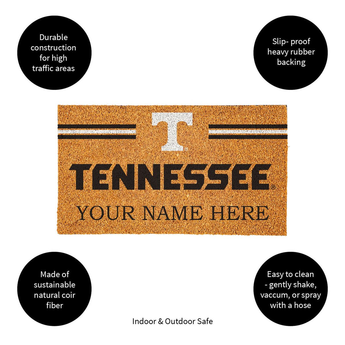 University of Tennessee Personalized Mat, Natural Coir with Color Logo, 30" x 18", Slide 15 of 15