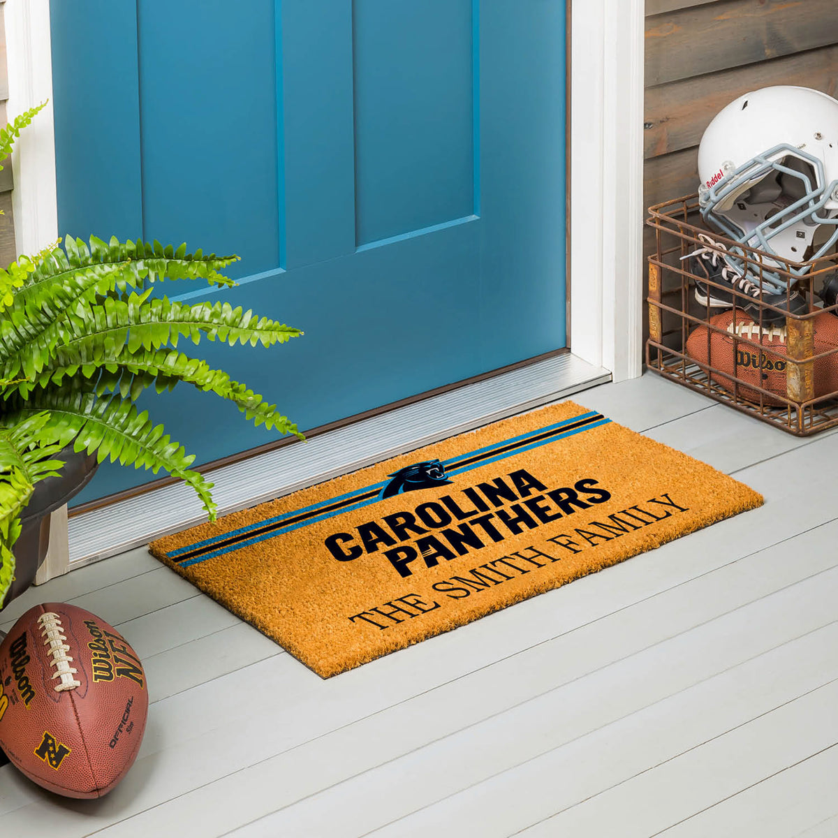 Carolina Panthers Personalized Mat, Natural Coir with Color Logo, 30" x 18", Slide 14 of 15
