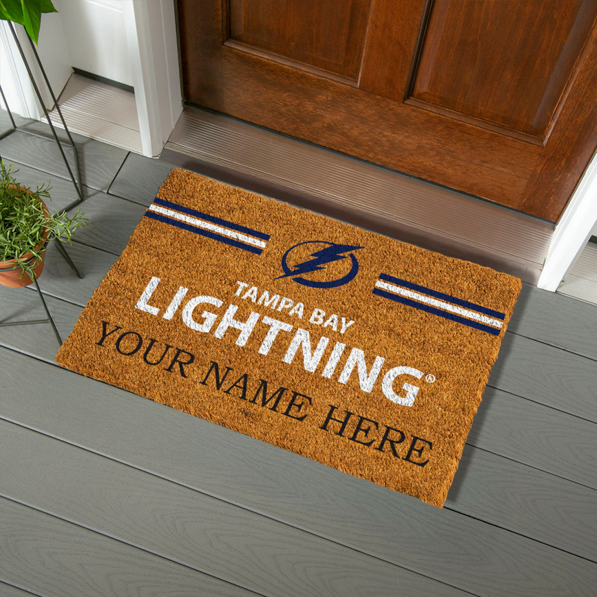 Tampa Bay Lightning Personalized Mat, Natural Coir with Color Logo, 30" x 18", Slide 5 of 15