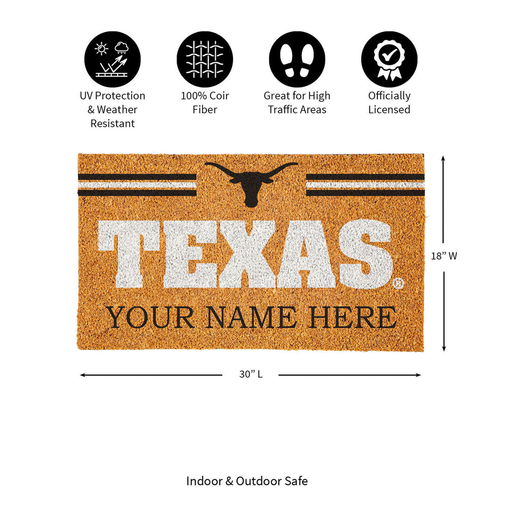 University of Texas Personalized Mat, Natural Coir with Color Logo, 30" x 18", Slide 12 of 15