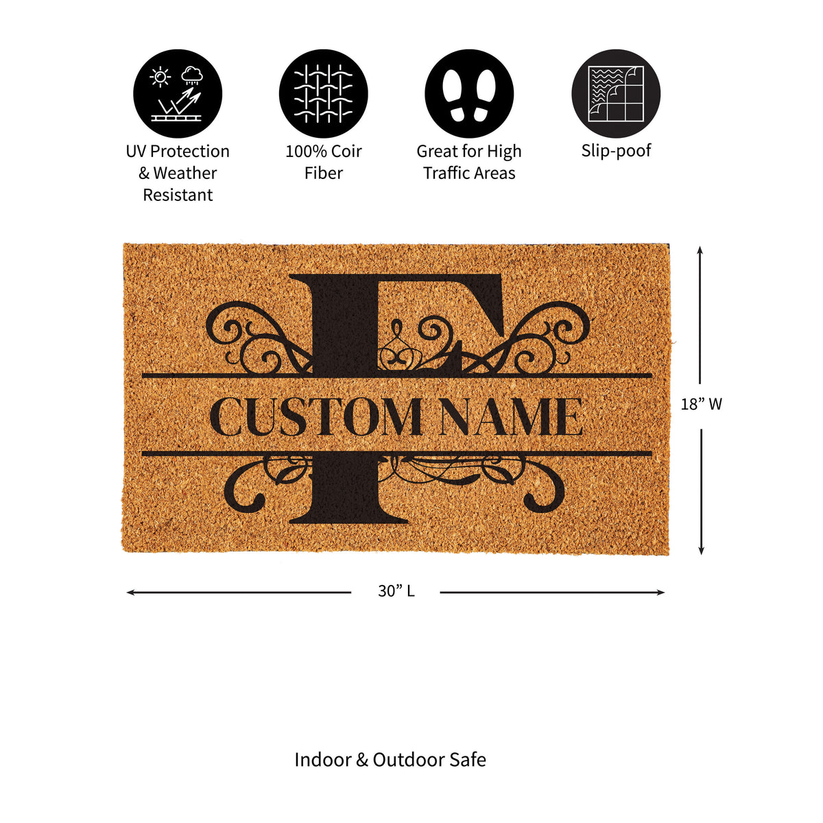 Personalized Scroll Monogram Coir Mat 18"x30", Slide 7 of 40