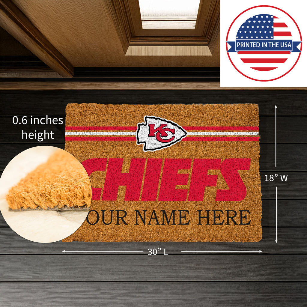 Kansas City Chiefs Personalized Mat, Natural Coir with Color Logo, 30" x 18", Slide 8 of 15