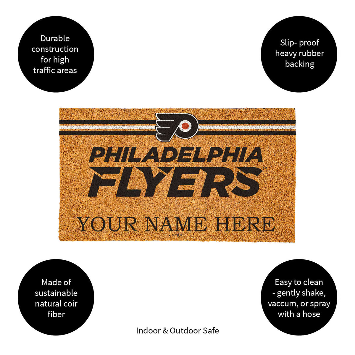 Philadelphia Flyers Personalized Mat, Natural Coir with Color Logo, 30" x 18", Slide 10 of 15