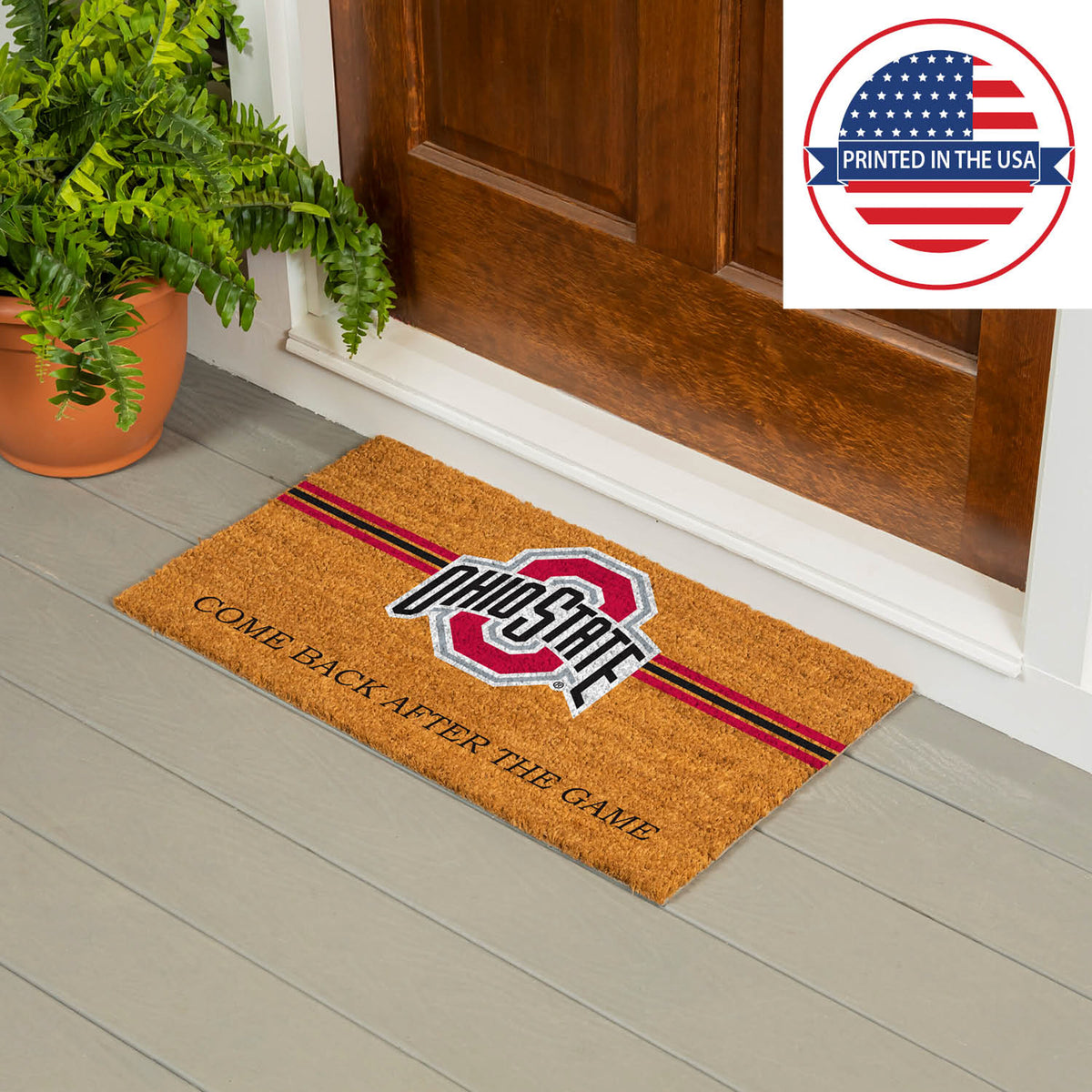 Ohio State University Personalized Mat, Natural Coir with Color Logo, 30" x 18", Slide 11 of 15