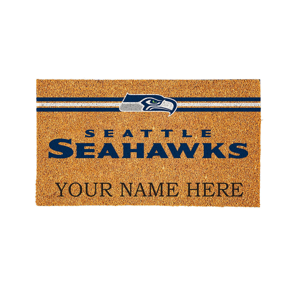 Seattle Seahawks Personalized Mat, Natural Coir with Color Logo, 30" x 18"