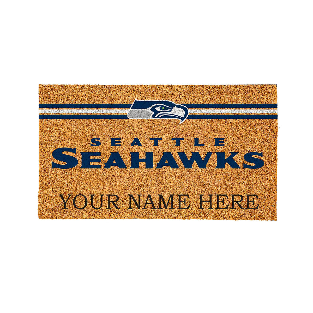 Seattle Seahawks Personalized Mat, Natural Coir with Color Logo, 30" x 18"