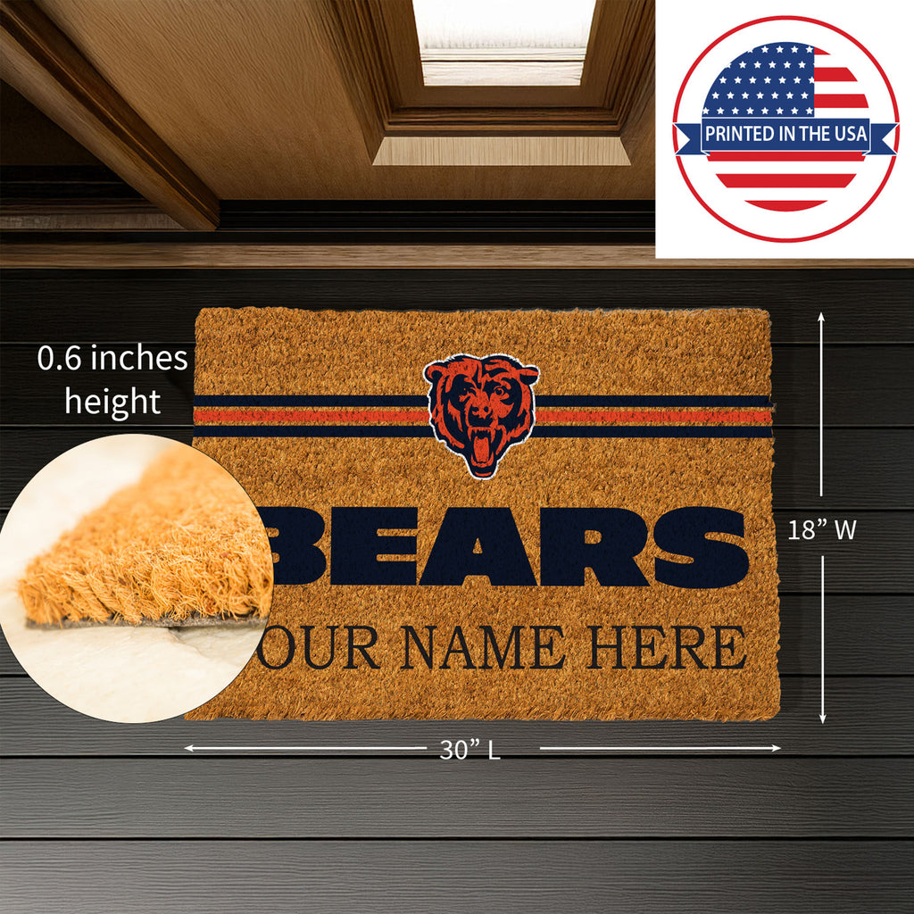 Chicago Bears Personalized Mat, Natural Coir with Color Logo, 30" x 18", Slide 6 of 15