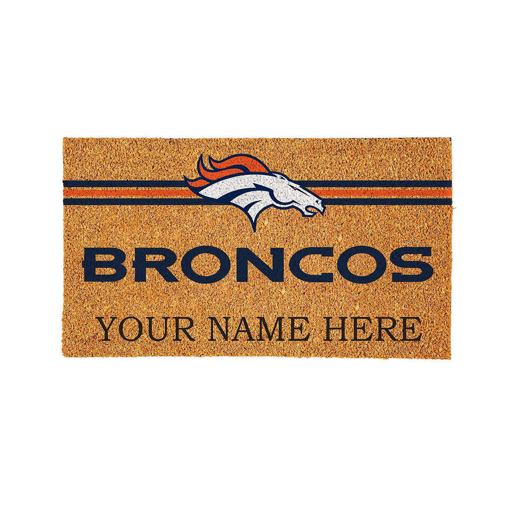 Denver Broncos Personalized Mat, Natural Coir with Color Logo, 30" x 18"