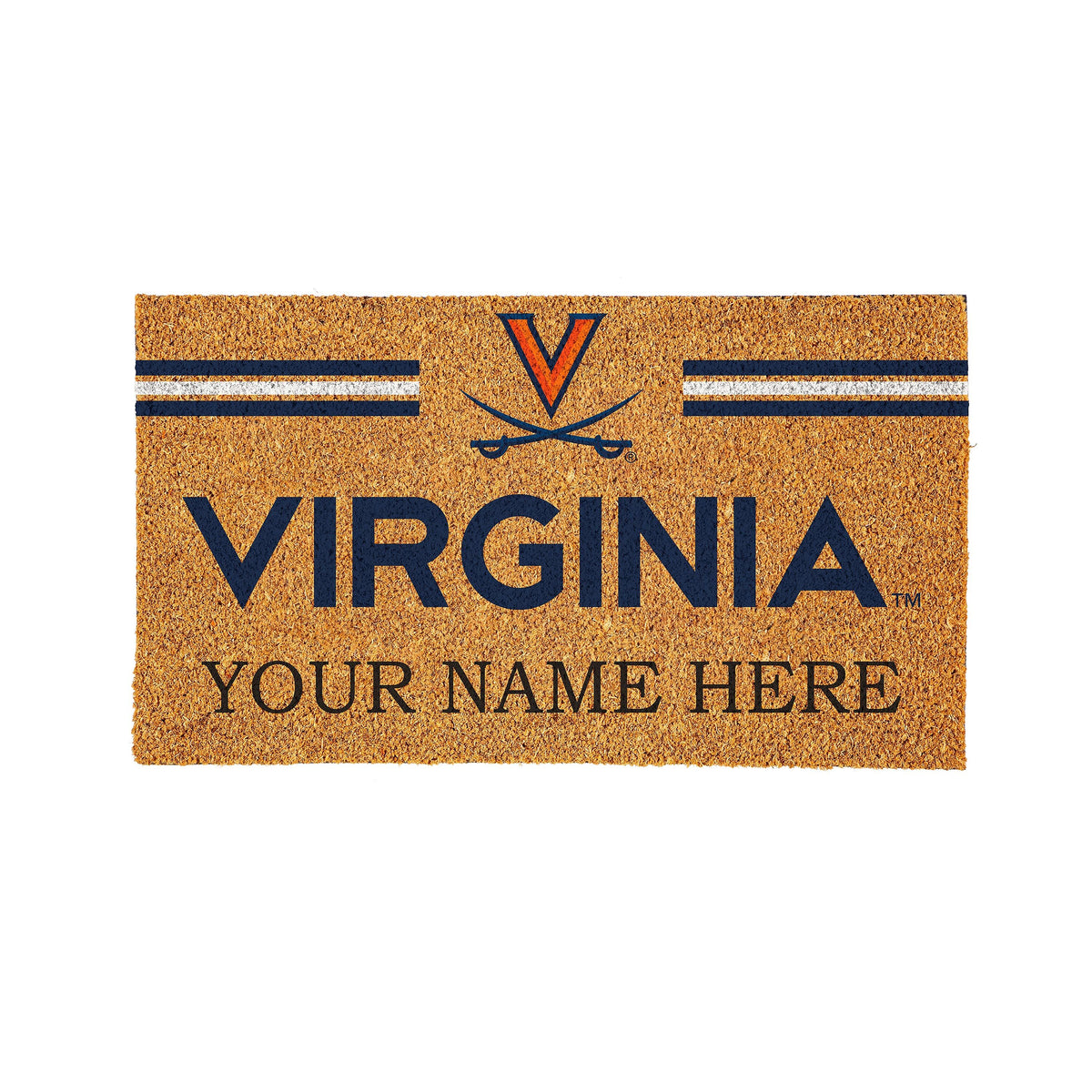 University of Virginia Personalized Mat, Natural Coir with Color Logo, 30" x 18"