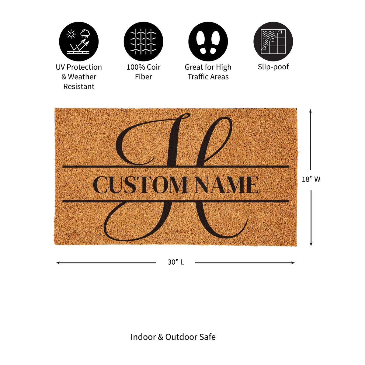 Modern Personalized Monogram Coir Mat 18"x30", Slide 9 of 40
