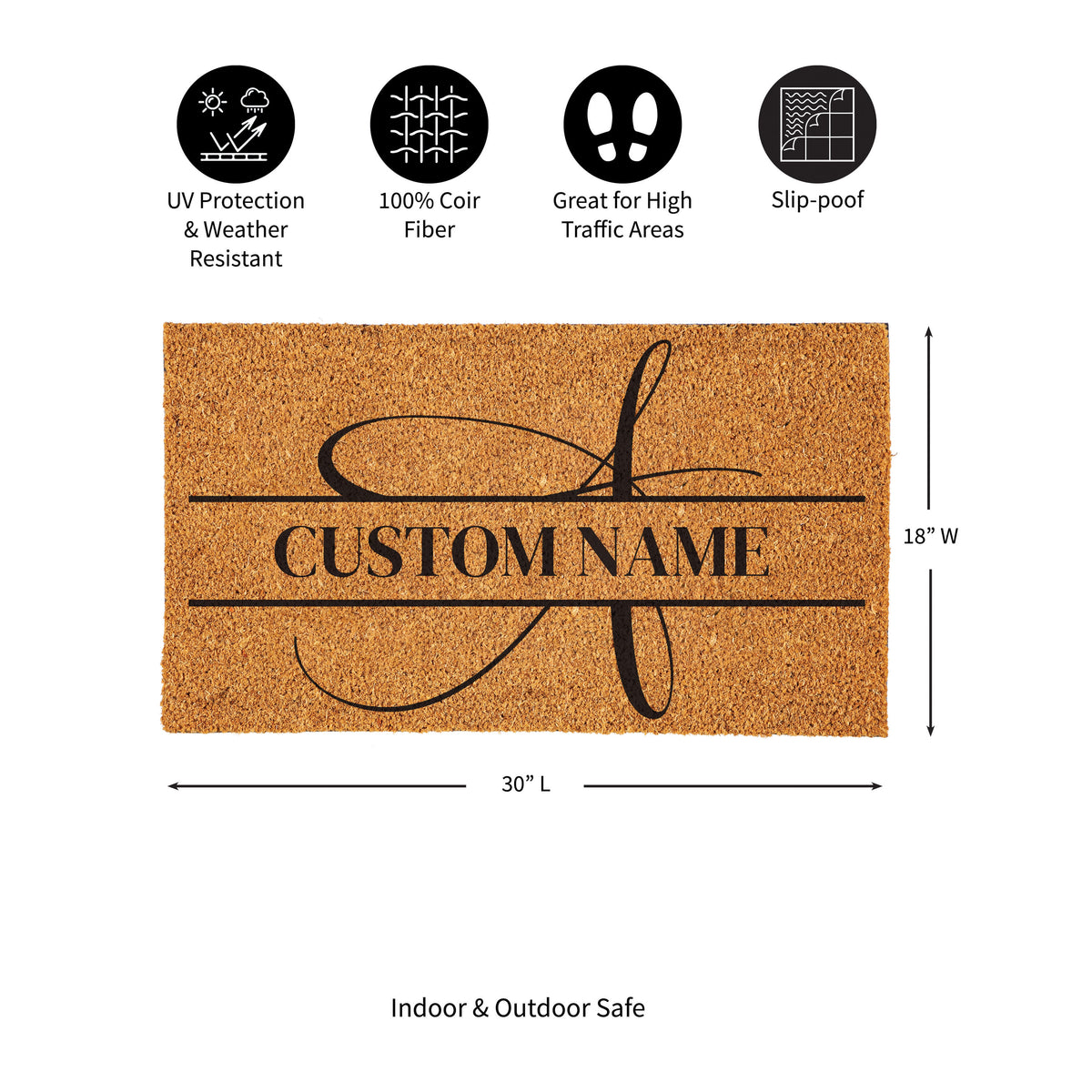 Modern Personalized Monogram Coir Mat 18"x30", Slide 2 of 40