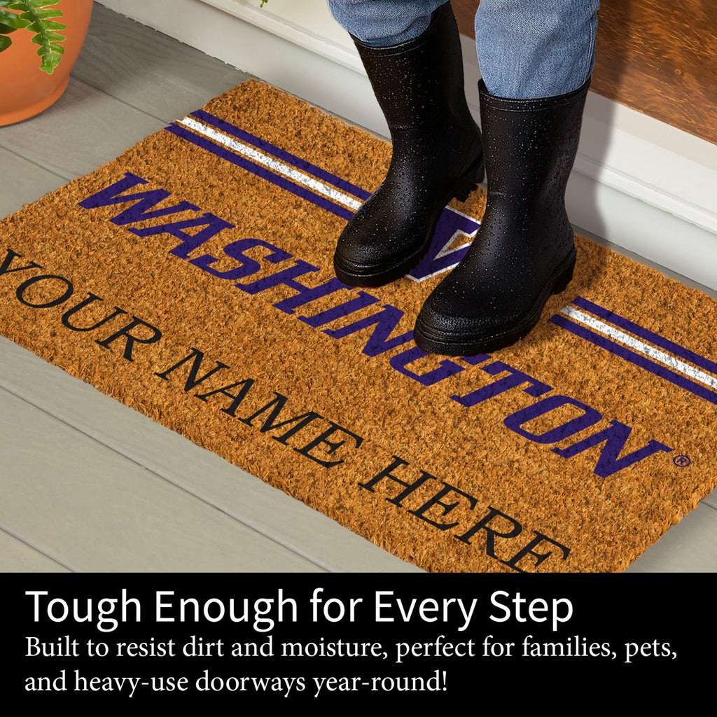 University of Washington Personalized Mat, Natural Coir with Color Logo, 30" x 18", Slide 6 of 15