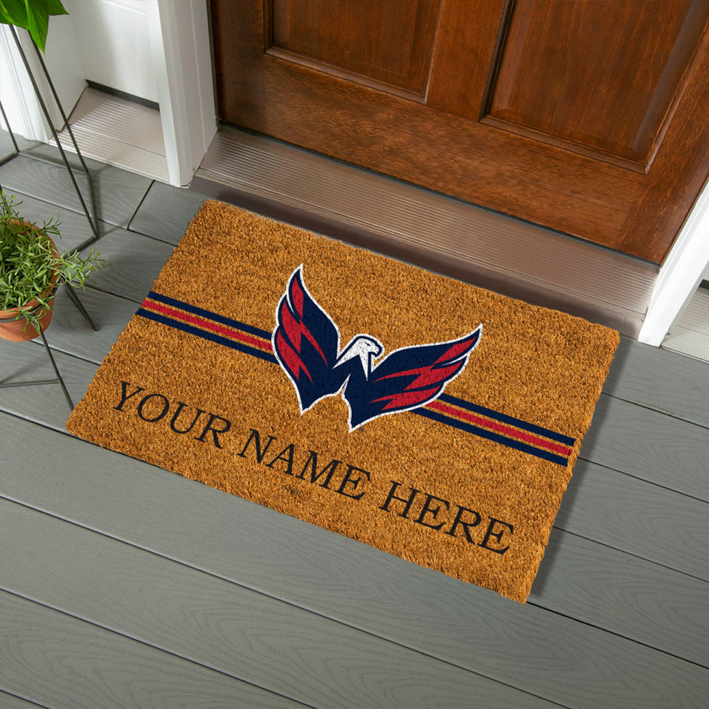 Washington Capitals Personalized Mat, Natural Coir with Color Logo, 30" x 18", Slide 4 of 15