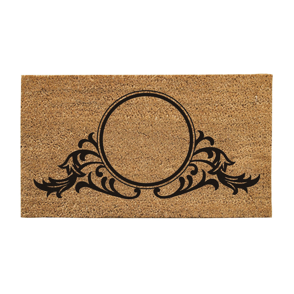 Elegant Circle Swirl Natural Coir Monogram Mat, Slide 2 of 2